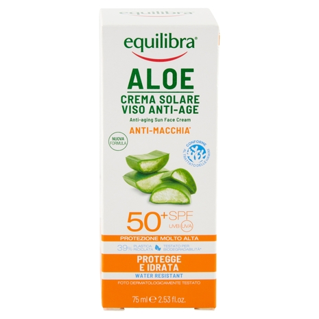 equilibra Aloe Crema Solare Viso Anti-Age 50? SPF Protezione Molto Alta 75 ml